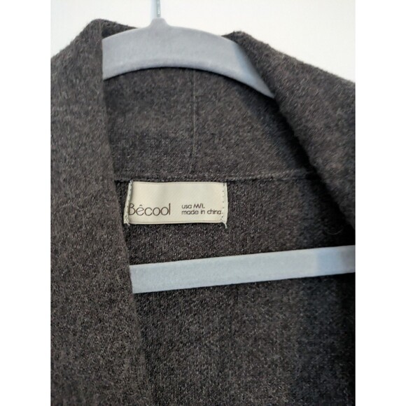 Becool Cardigan Sweater Women Size M/L Brown Gray Duster Belt open Sweater - Picture 2 of 6